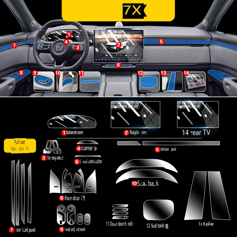 

Tpu Transparent Film for Zeekr 7X Car Interior Sticker Console Dashboard Screen Protective Film Car Decor Accessories