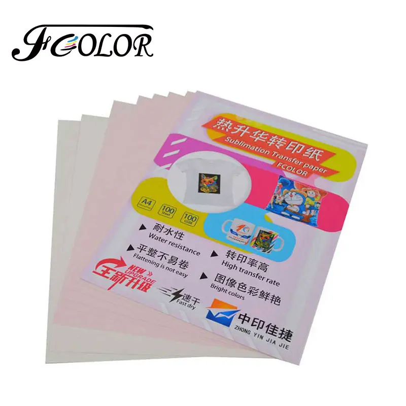 FCOLOR A4 Sublimation Paper 100 sheets/pac Heat Transfer Paper for Inkjet Printer DIY Design T-shirt Clothes Printing