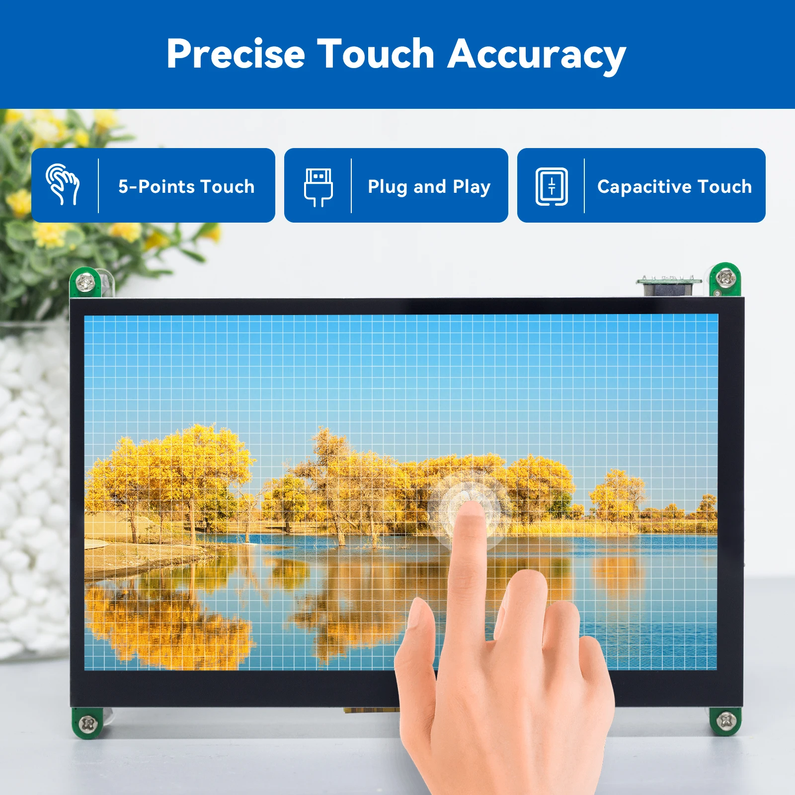 SunFounder 7 Inch Touchscreen for RPi5 4, 1024X600 IPS Display,USB HDMI Portable Mini Monitor (Raspberry PI Board Not Included)