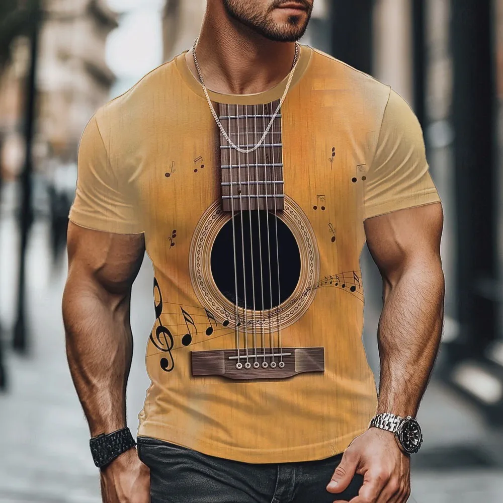 Music Festival Men's Music T Shirt Short Sleeve T shirt 3D Print Crew Neck Shirt Sports Fashion Exaggerated Street