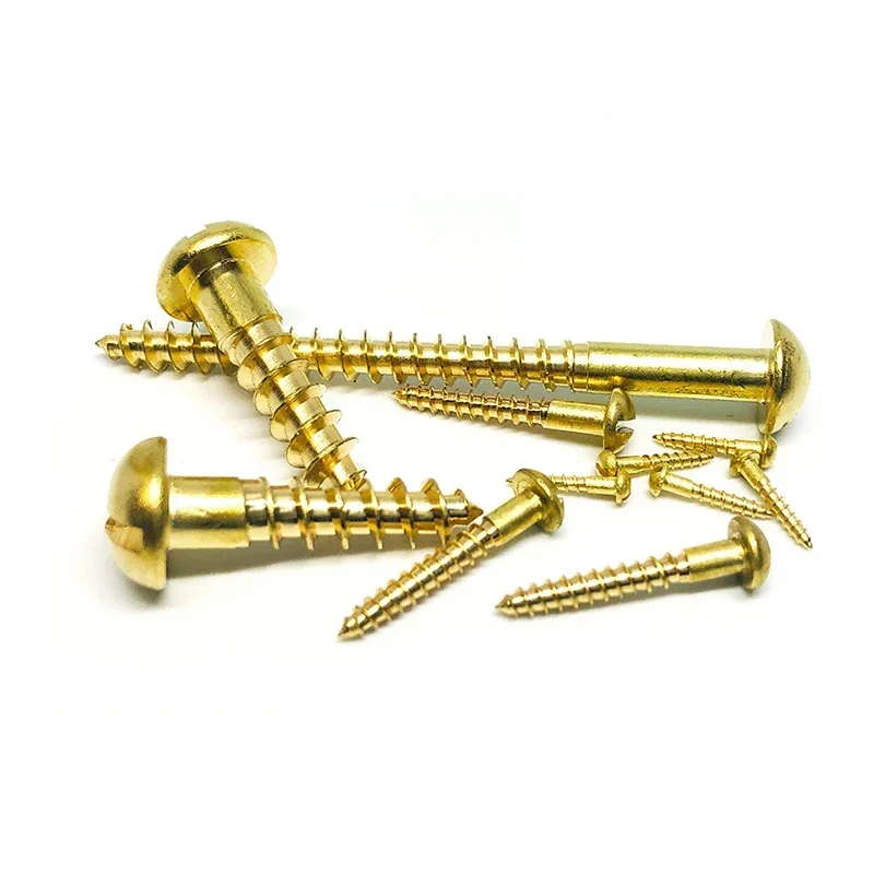 Brass Slotted Pan Screwpure Brass Self Tapping Round Wood Screw 20/50/100 Pieces M1.6 M2 M2.5 M3 M3.5 M4 M5 M6