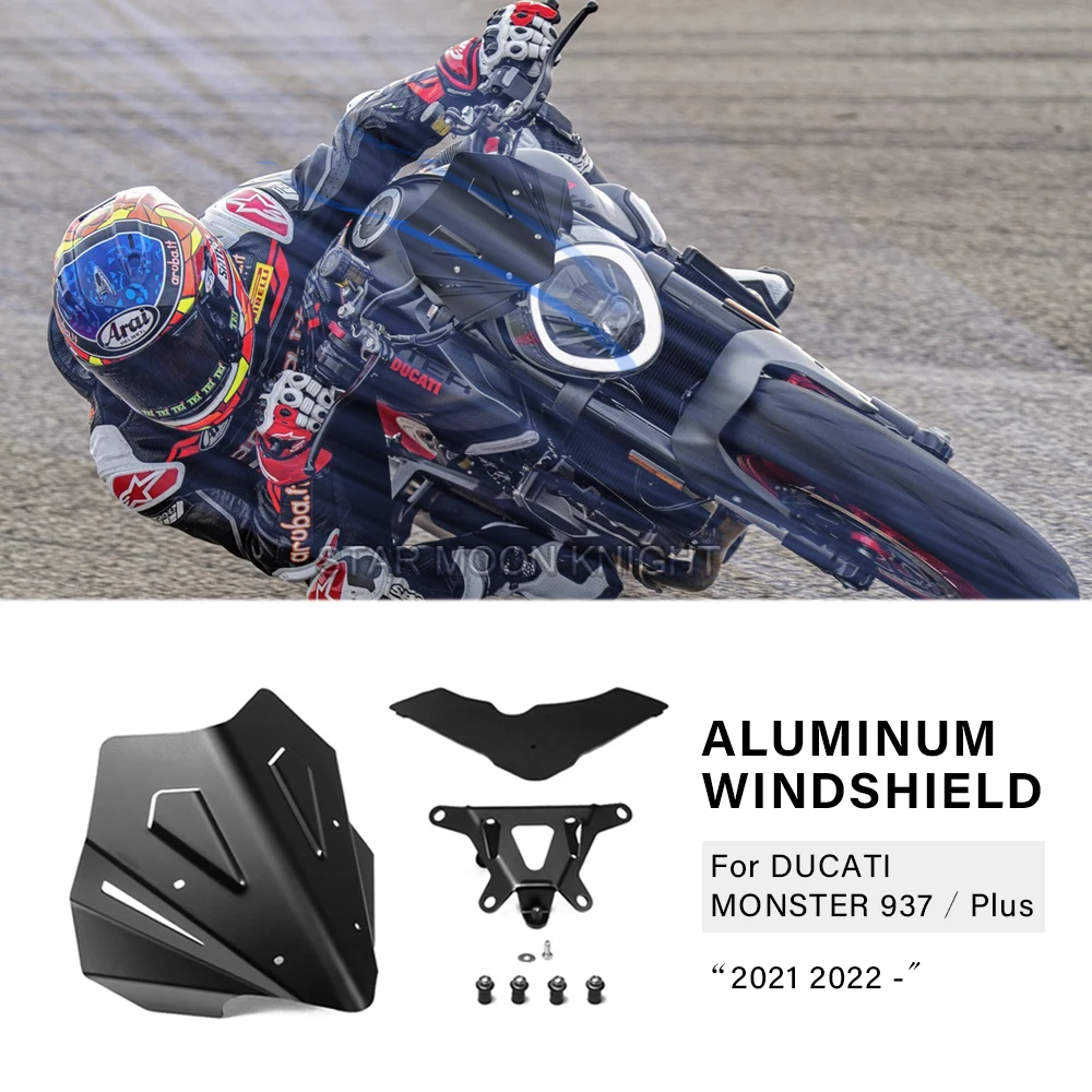 

Motorcycle Windscreen Wind Shield Deflecto For DUCATI MONSTER 937 Plus 2021 2022 - MONSTER937 Accessories Aluminum Windshield