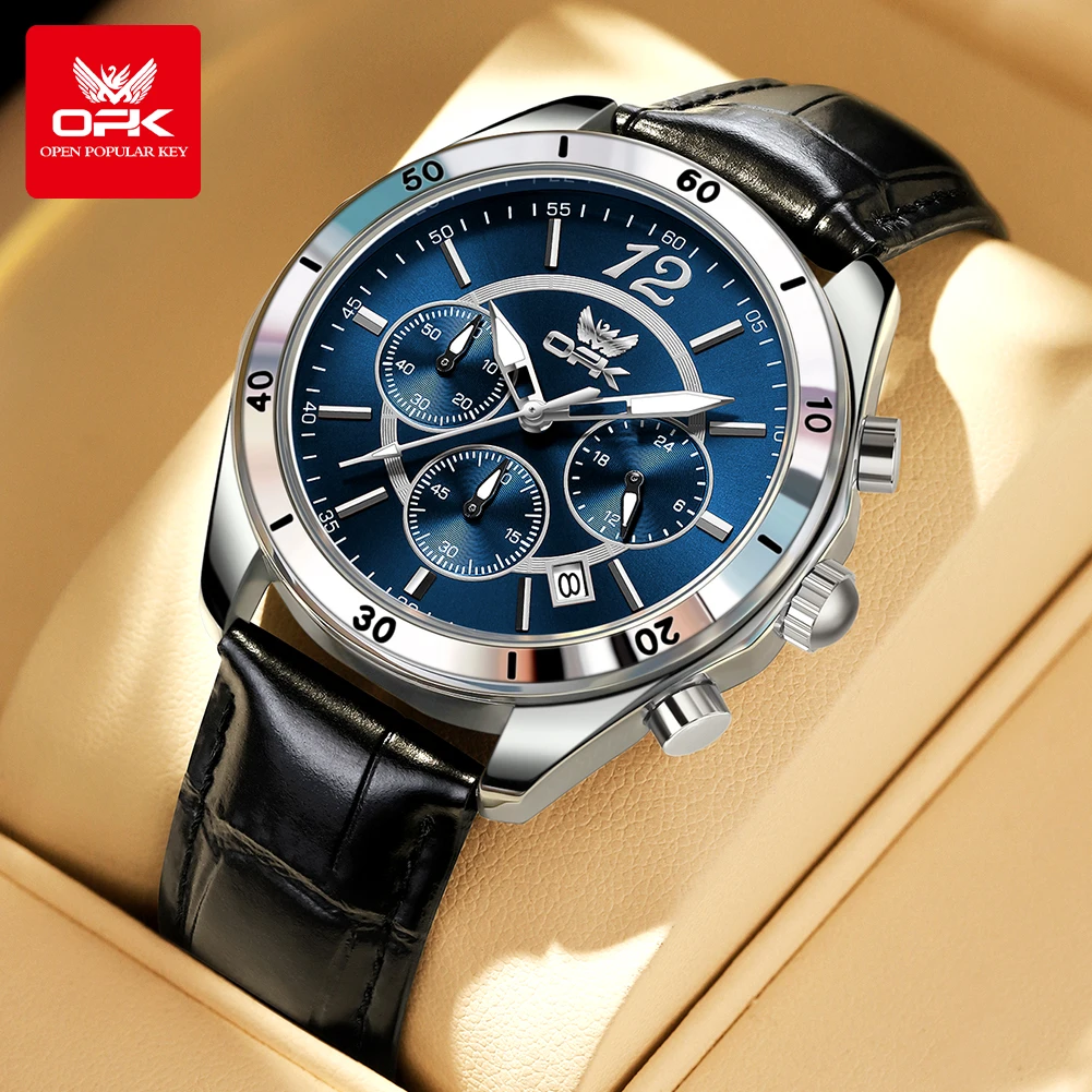 

OPK 6066 Man Watch Fashion Original Business Quartz﻿ Wristwatch Waterproof Luminous Week Date Calendar Window Watch For Man