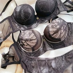 2 Pieces Women Underwear Set Sexy Lace Embroidery Bra Set Fashion Push Up Brassiere Adjustable Lingerie Female Bras Panties