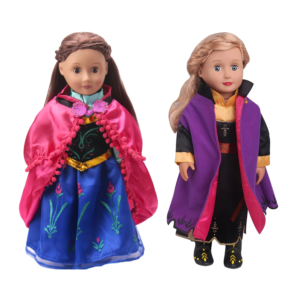 Cosplay Anime Figure Costume 18 Inch Girl Doll Clothes American Ours & Generation Kids Toys Dolls Accessories Anna Purple Dress