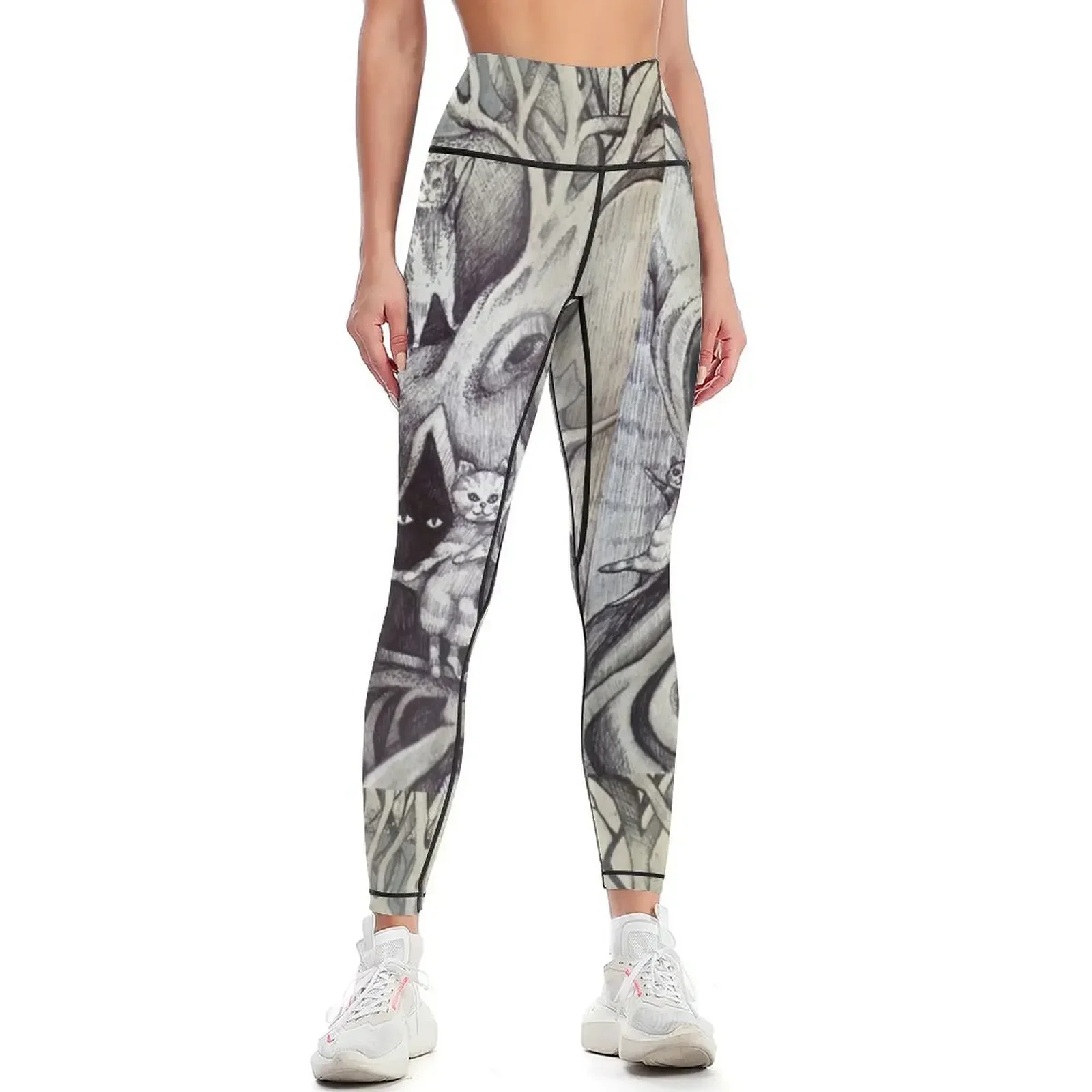 

they danced under the light of the moon cat art Leggings Women's pants Female legging pants Sports pants woman Womens Leggings