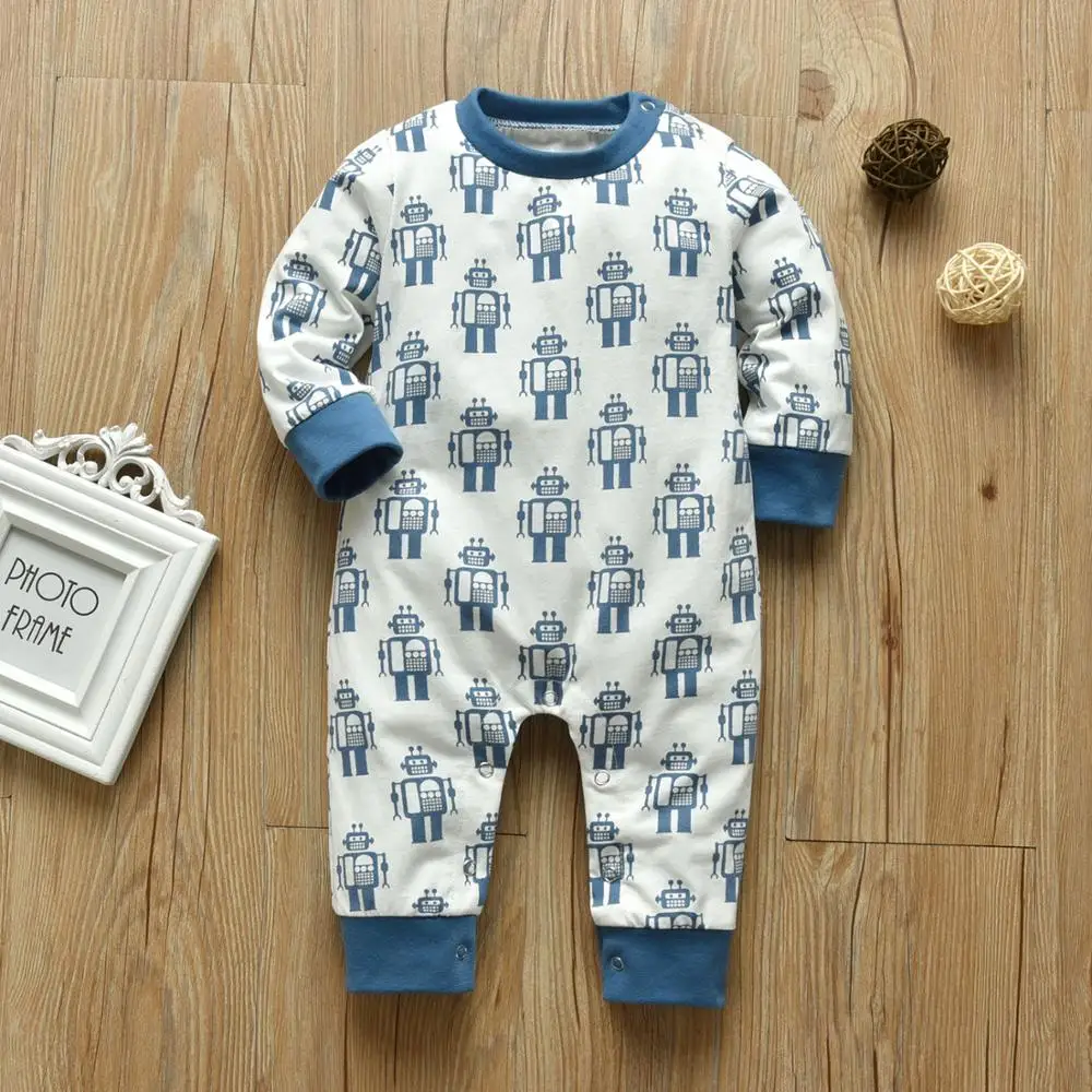 0-18M Newborn infant Baby Boy Romper Sleepwear Spring Autumn Thin Cotton Printed Long Sleeve Toddler Baby Boy Jumpsuit Onesie