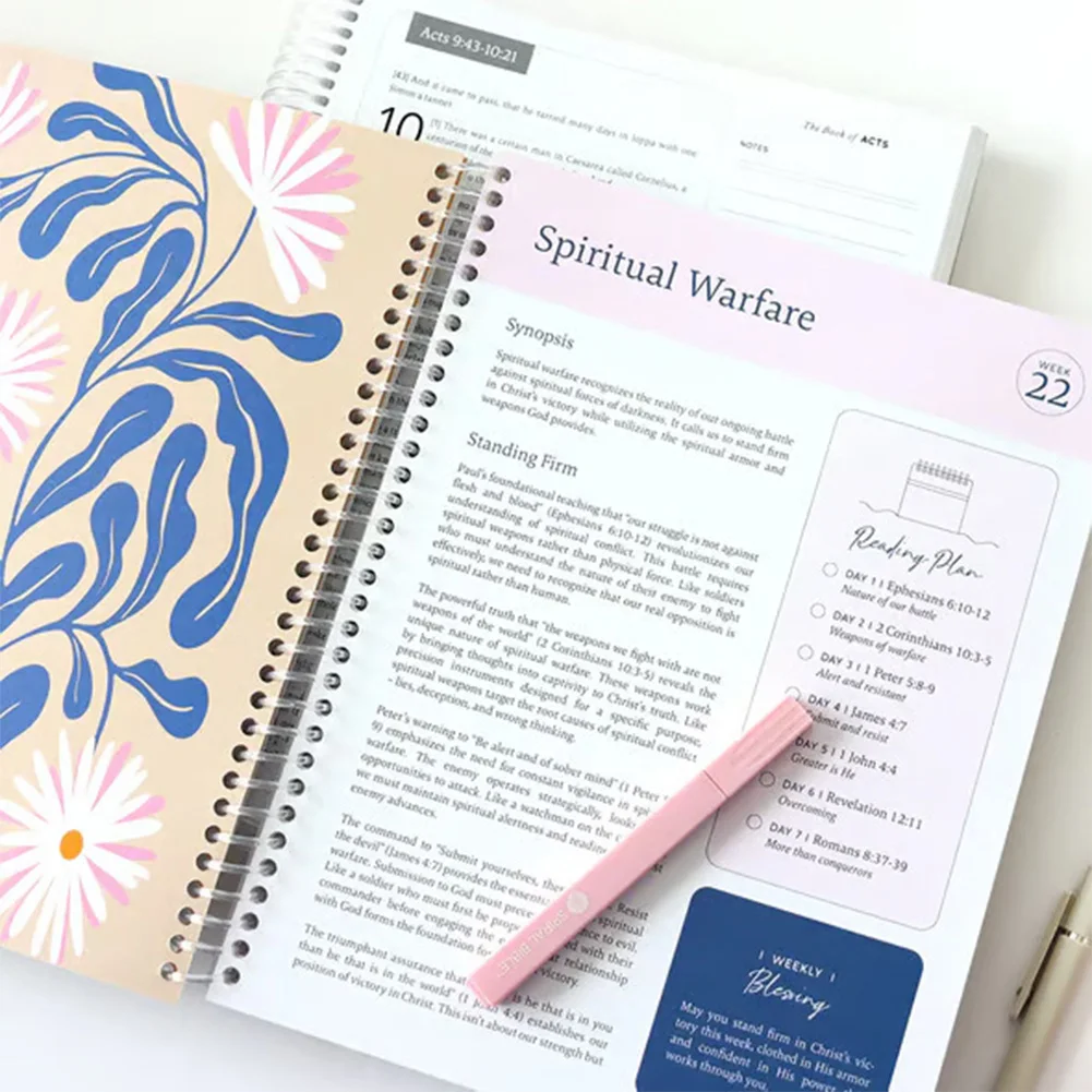 พระคัมภีร์ในปีการศึกษาผ่าน Gods Word Planner Leak-Proof สตรีพระคัมภีร์ Study Plan 52 สัปดาห์ Study หนังสือคู่มือสําหรับของขวัญเพื่อน