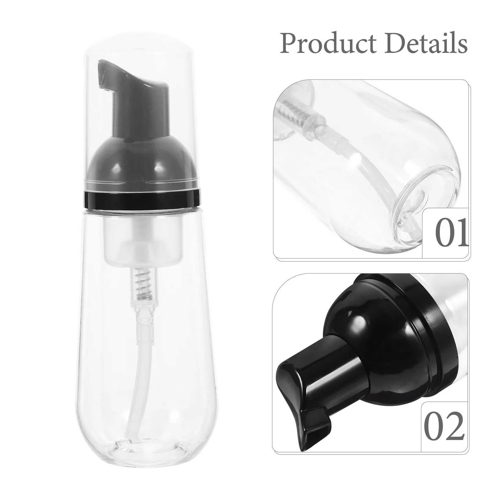 3 Stück transparente Schaumpumpenflaschen, 60 ml, nachfüllbarer Spender für Shampoo und Körperwäsche, schäumende Pumpflasche, Schaumflasche