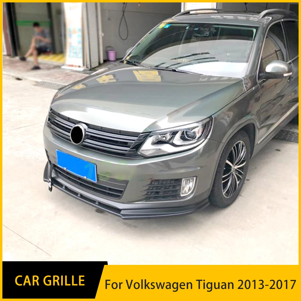 

Racing Grille For Volkswagen Tiguan 2013 2014 2015 2016 2017Year Carbon Black Front Bumper Grill Body Ornament Vents Kit Spoiler