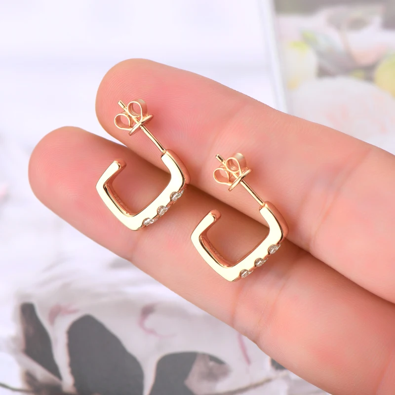 IOGOU الأطواق 3 مللي متر 0.1ct D مويسانيتي وأقراط 925 فضة 2025 الأصلي مصمم القرط تتجه مجوهرات للمرأة