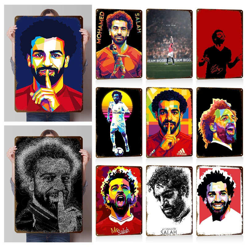 Металлические постеры с Мохамедом Салахом для декора стен, винтажные металлические таблички с возможностью персонализации для украшения мужской комнаты, гаража, рабочего стола
