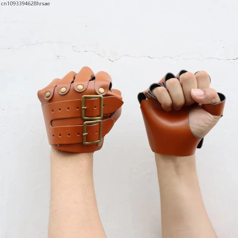 ไวกิ้งยุคกลางอัศวินสายรัดข้อมือ PU ถุงมือหนัง Steampunk Fingerless Mitten Renaissance LARP Samurai บทบาทเล่น COSPLAY Props