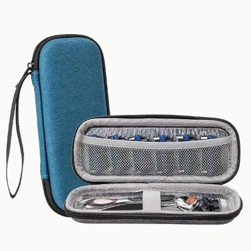 Retro Solid Color Shaver Storage Box With Zipper Closure And Handle, Pressure Resistant Travel Versatile Portable Carry Pouch