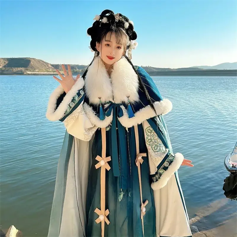 Han Xu[Yan Ruyu]Hanfu Women's Chest Length Cloak Han Element Daily Shawl Autumn and Winter Tang Made Hanfu