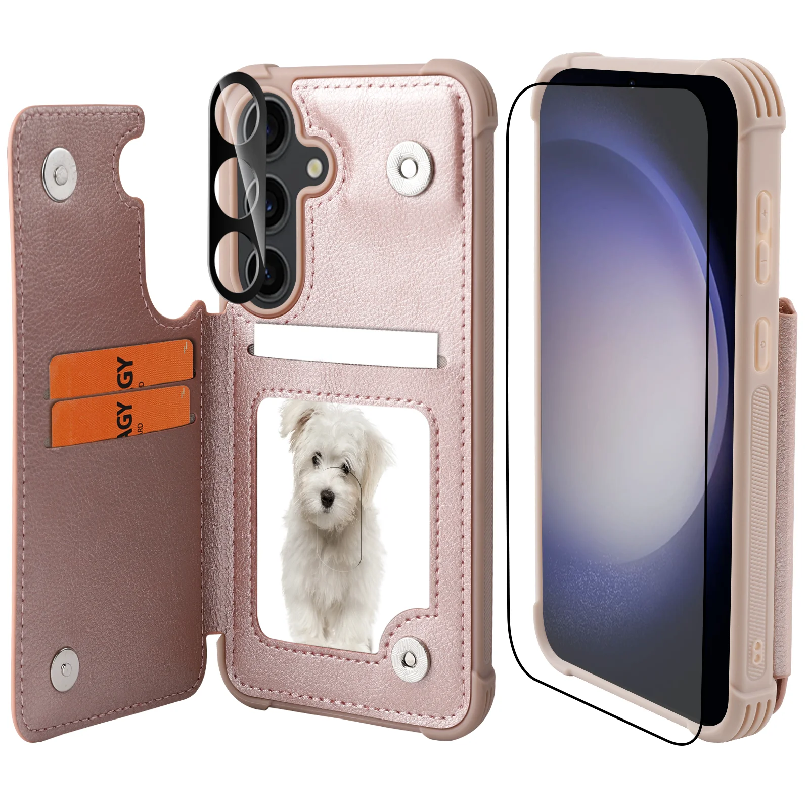 For Samsung Galaxy S24/S24 Plus/S24 Ultra Wallet Case Leather Flip Folio Phone Cover Fit Magnetic Car Mount with Credit Card Hol