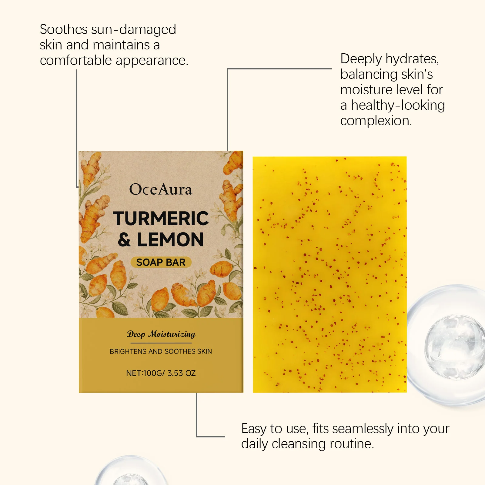 الكركم الليمون اشراق الصابون بار التقشير التطهير العميق ترطيب إصلاح تنعيم منعش تفتيح الصابون اليدوية