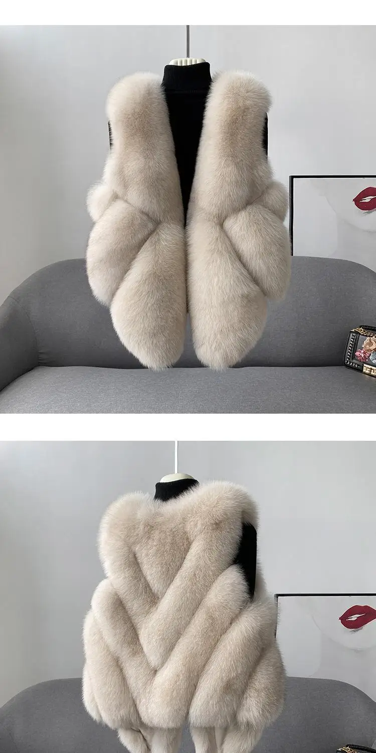 2024 autumn and winter new fox fur vest women's short coat young fur integrated vest winter coat women