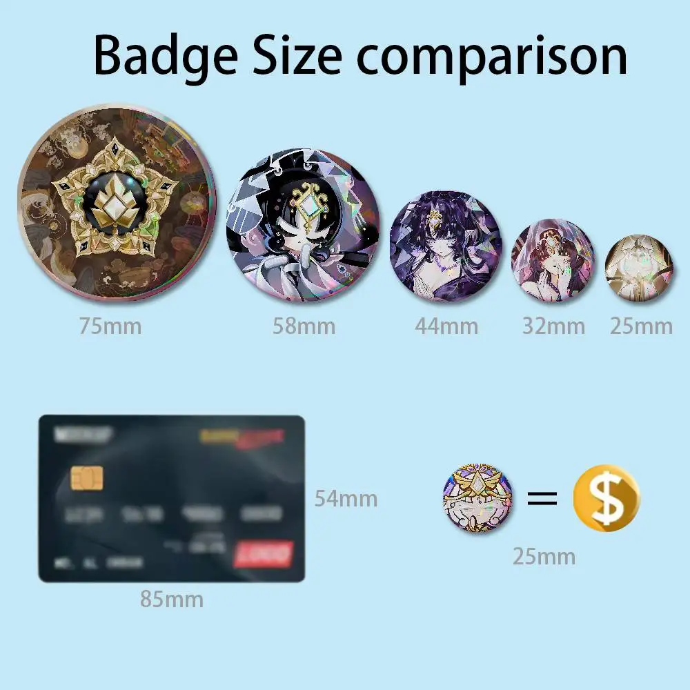 M-Mystic F-Flour Cookie Badges Round Nijigen Otaku Culture IP peripheral products 58mm 44mm 32mm 75mm 25mm Mini