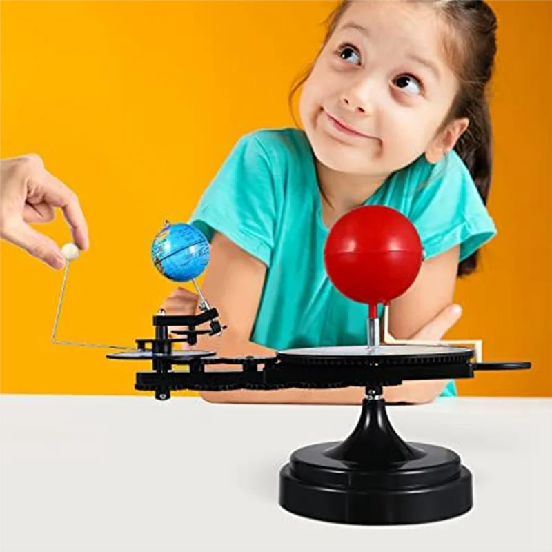 Solid Solar System Model Kit- Earth Moon Revolves Around The Sun - Scientific Experiment Kit Teaching Model For Teens Students D