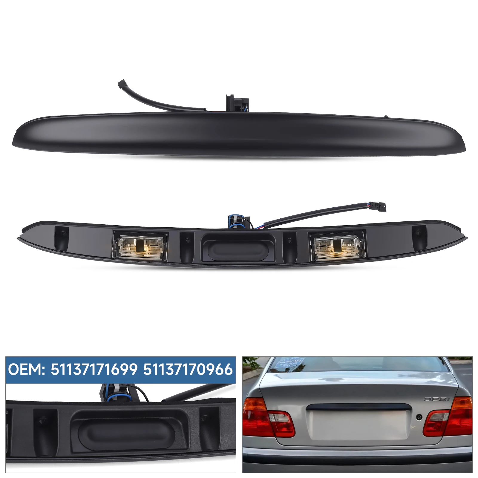 

Черный переключатель задней двери для BMW E46 3Series 325I 323I 328I 1998-2005 переключатель багажника с подсветкой номерного знака 5113717169951137170966