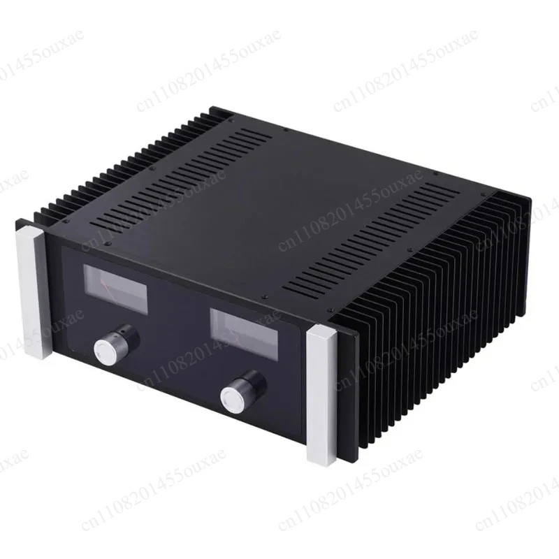 All-Aluminum Amplifier Chassis – Dual VU Meters & Side Heatsinks