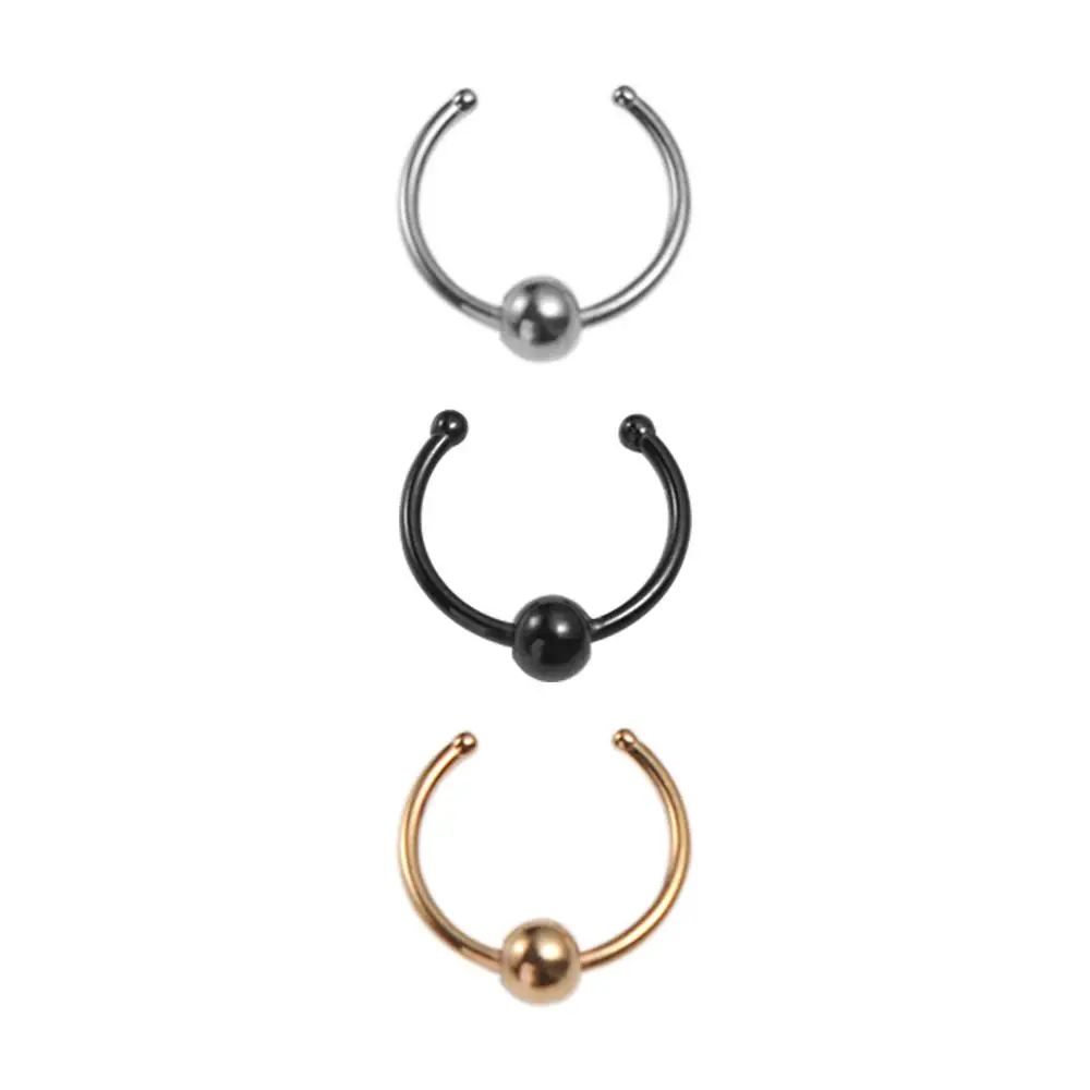 Trendy Metal Fake Nose Septum Rings Non Piercing Bead Multicolour Geometric Daily