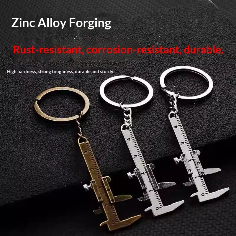 1/4PCS Mini Alloy Vernier Caliper Keychain Portable Pocket Sliding Precision Measuring Ruler Tool Key Ring Pendant Ornament