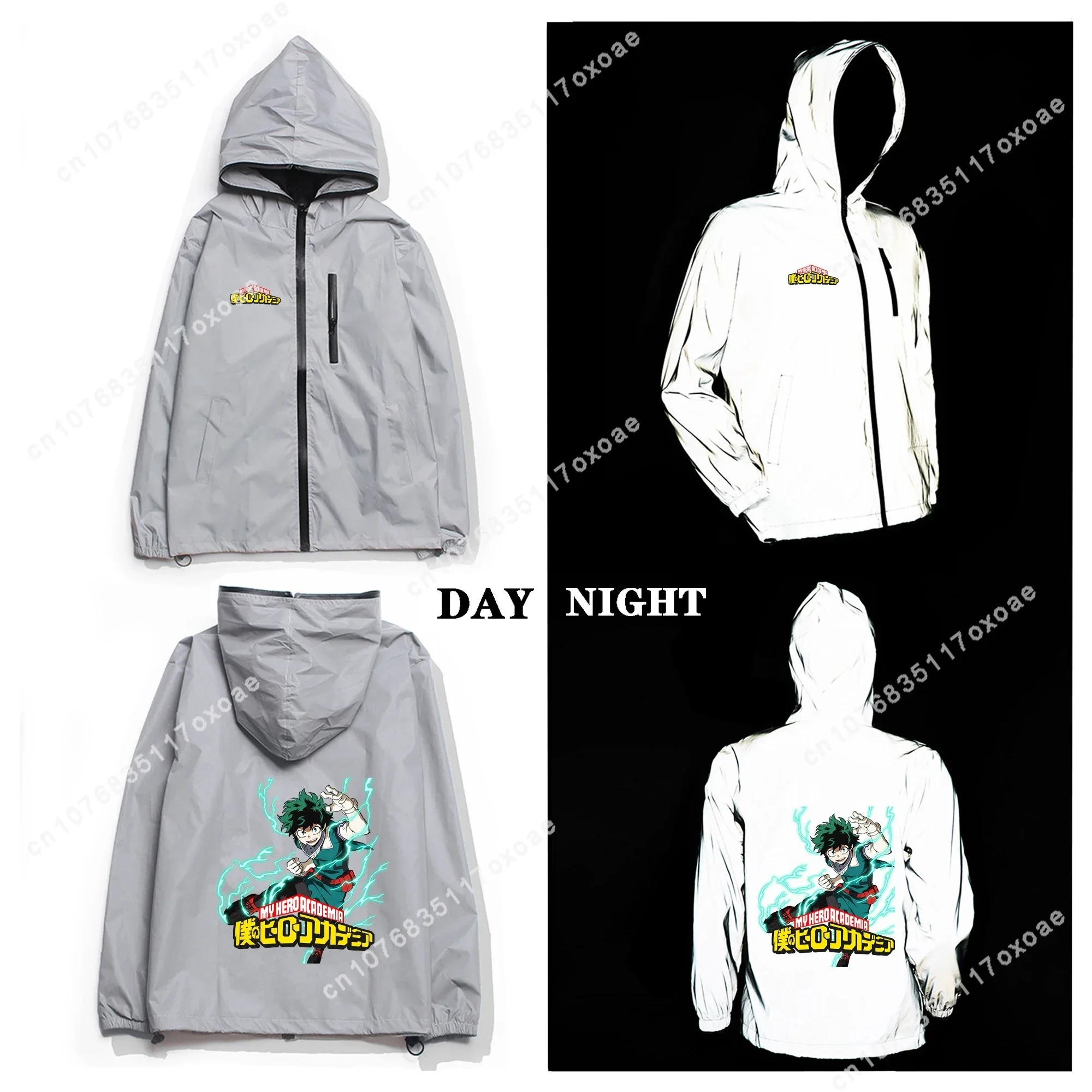

Светоотражающая куртка My Hero Academy Izuku Midoriya, мужское и женское пальто, ветровка с капюшоном, карманные куртки, толстовка с капюшоном на заказ в стиле аниме