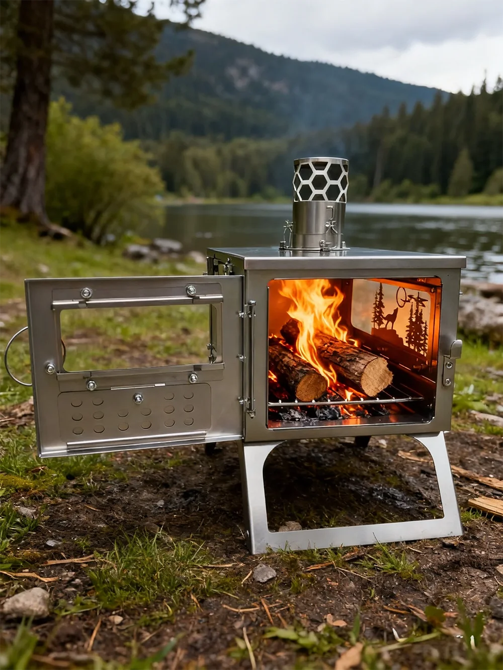 Outdoor Portable Titanium Allo - огляд і ціна Titanium Folding Wood Stove Tent