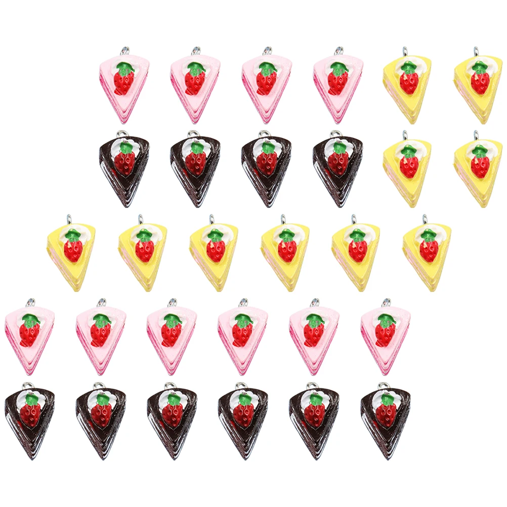 

30pcs Cake Pendant Accessories Yellow Pink Brown Necklace Earrings Keychain DIY Crafts Jewelry Making Supplies Charm Simulated
