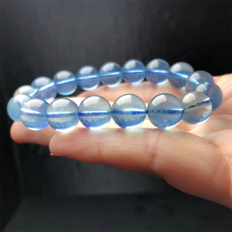 11.5MM Natural Aquamarine Bracelet Women Reiki Healing Fengshui Lucky Bangles Women Hoilday Gift 1PCS