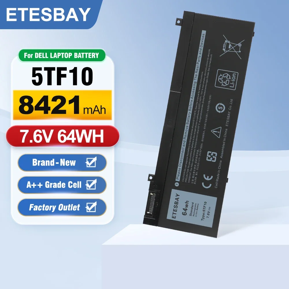 ETESBAY NYFJH/5TF10 For Dell Precision 7530 7730 7540 7740 P34E P34E001 P34E002 P74F P74F001 P74F002 5TF10 0WMRC  Laptop Battery