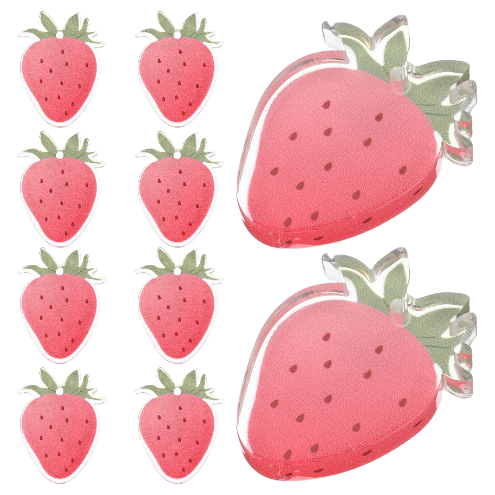 

10 Pcs Simulation Strawberry Pendant Clear Acrylic DIY Keychain Accessories Women Fruit Charm Jewelry Making Decorations