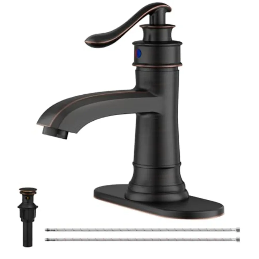

Bathroom Sink Faucet, Farmhouse Single Hole Bathroom Faucet, Single Handle Vintage Rustic Vanity Lavatory with Pop Up Drain wit