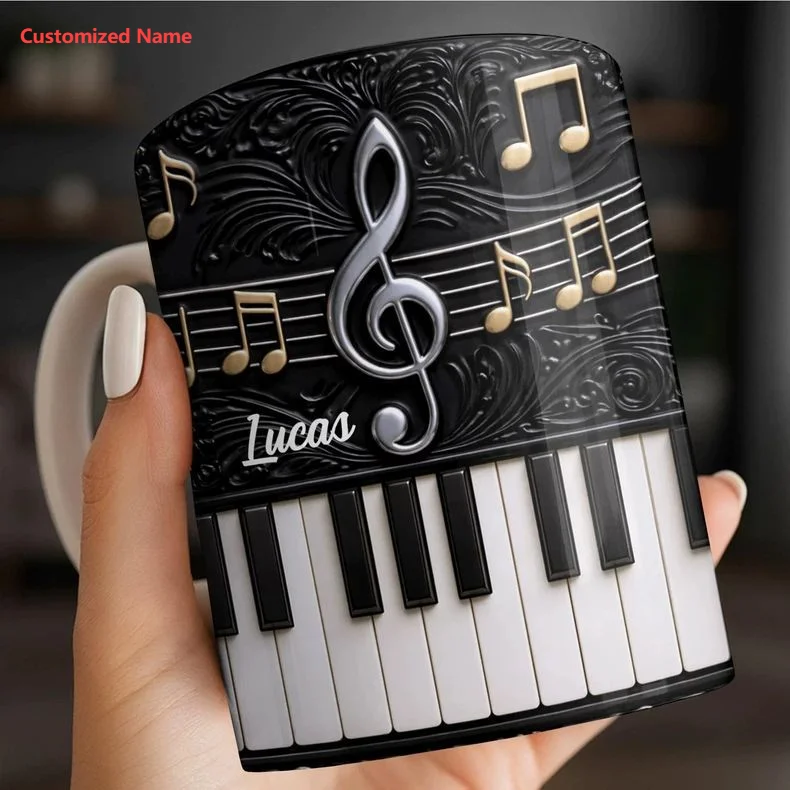 Musical Instrument With Names - Personality Piano Ceramic Mug Customized Name