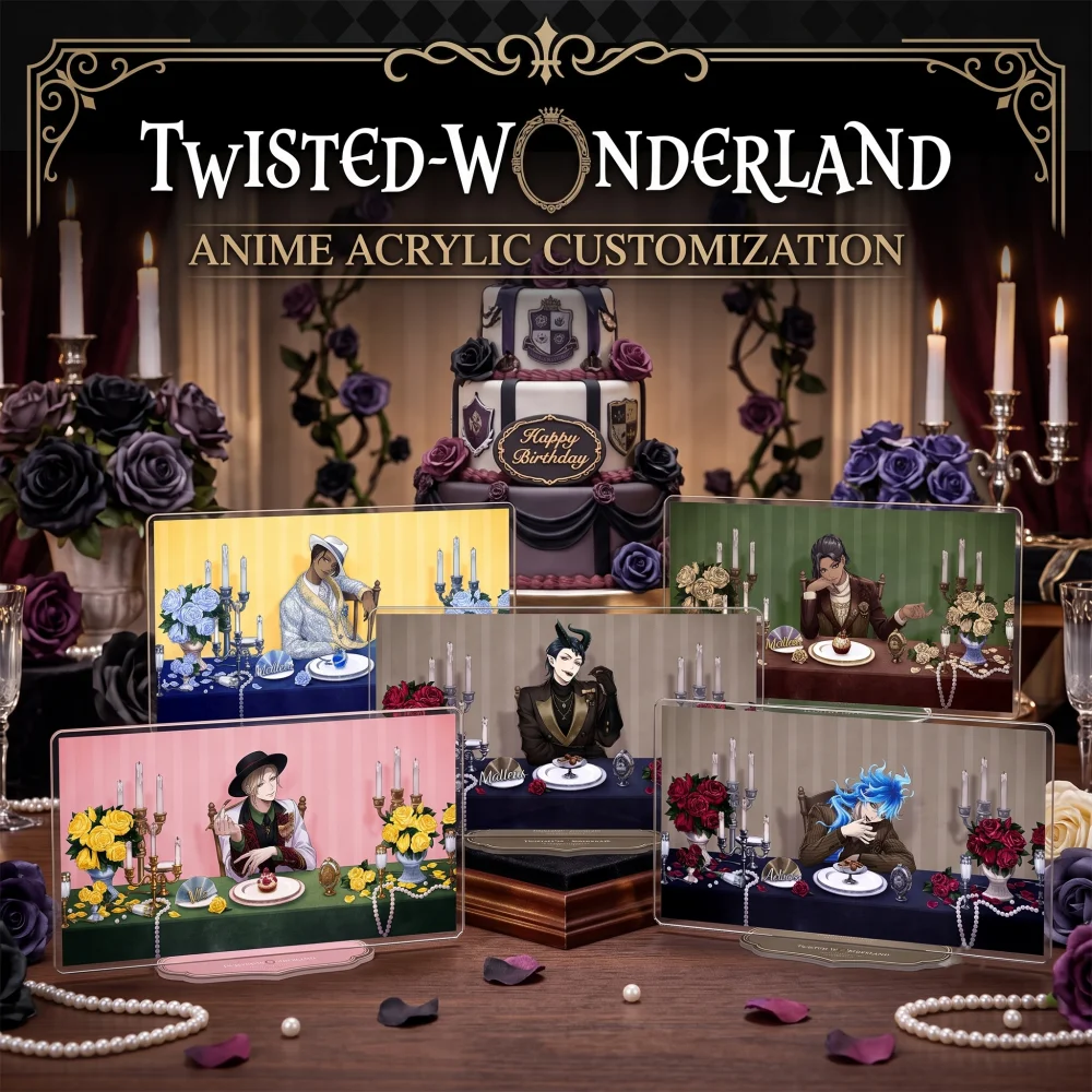 Twisted‑Wonderland Acrylic Stand Keychain Vil Schoenheit Malleus Draconia Idia Shroud Birthday Theme Character Merch Custom