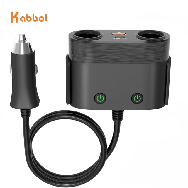 

USB C Car Charger 2 Sockets Cigarette Lighter Splitter 12/24V 120W Dual USB Type-C Ports Separate Switch LED Voltage for Mobile