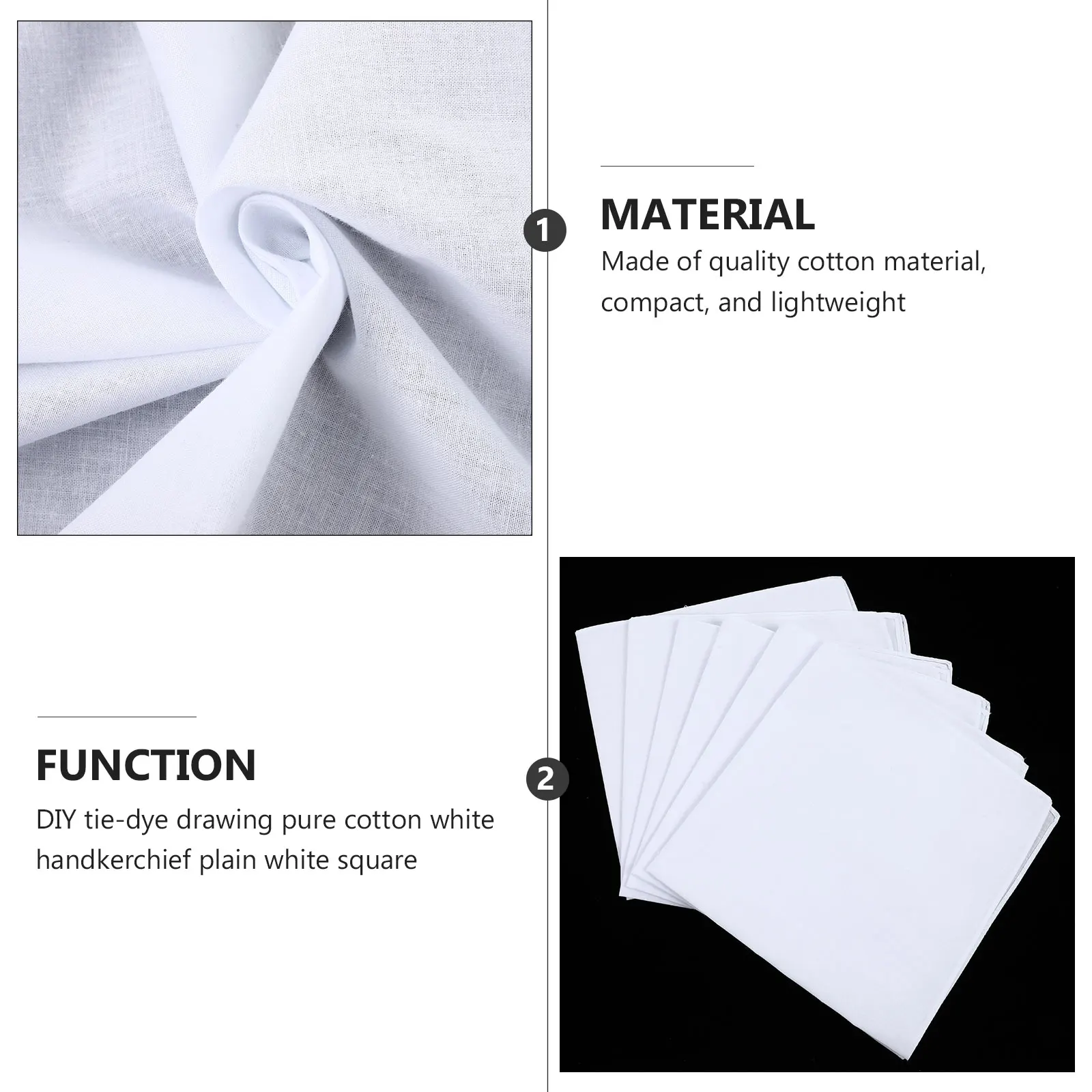 12 Pcs Pure Cotton Handkerchiefs White Square Scarves Lightweight Durable Absorbent Compact DIY Embroidery Tie Dye Painting Gift