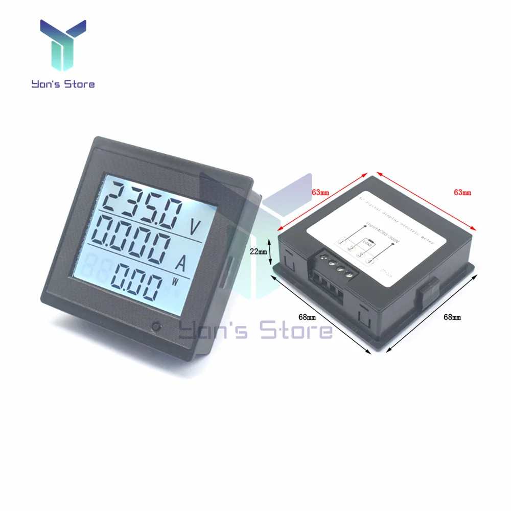 AC 80-300V 20A Digital Voltmeter Ammeter Power Energy Meter LED AC Wattmeter Electric Voltage Current Meter with Alarm Function