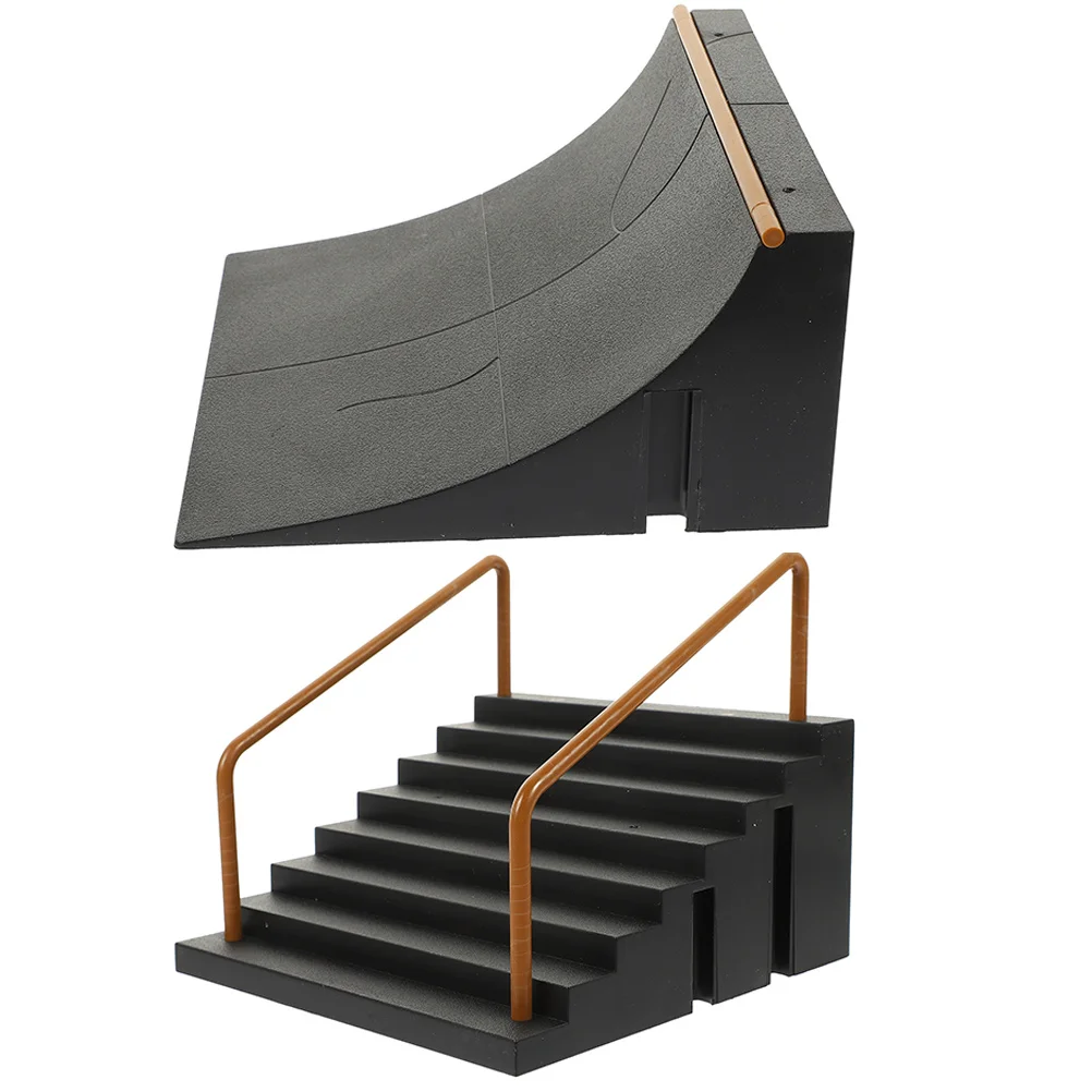 2Pcs Finger Skateboard Ramp Kit Premium Plastic Skate Park Props for Kids Develop Intelligence Coordination Skill Training