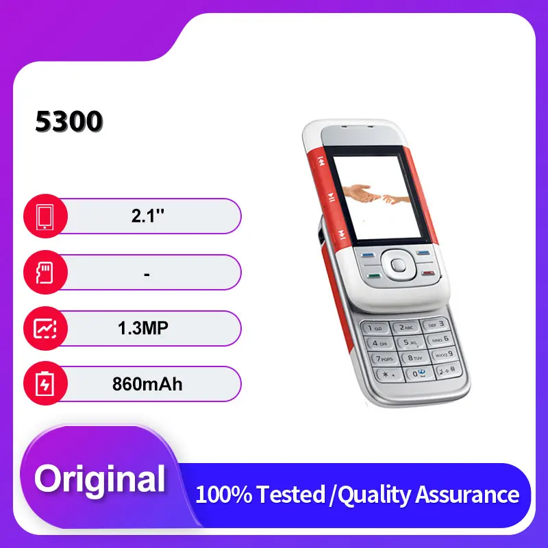 Original desbloqueado 5300 Single Sim GSM 850/900/1800 2G Bluetooth teléfono móvil teclado árabe ruso hecho en Finlandia