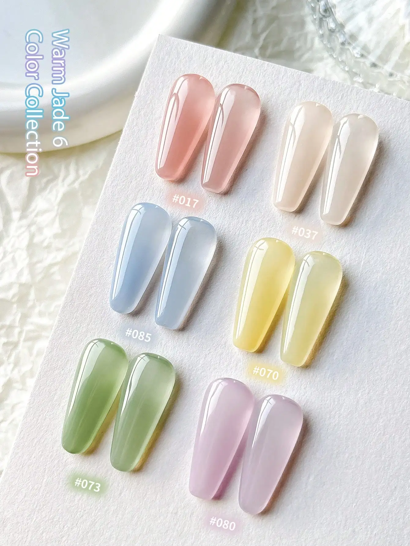 6pcs 15ml Warm Jade Jelly Ice Gel Nail Polish Set, Long-lasting Popular Color Gel Varnish Kit, Soak Off UV/LED Gel Polish