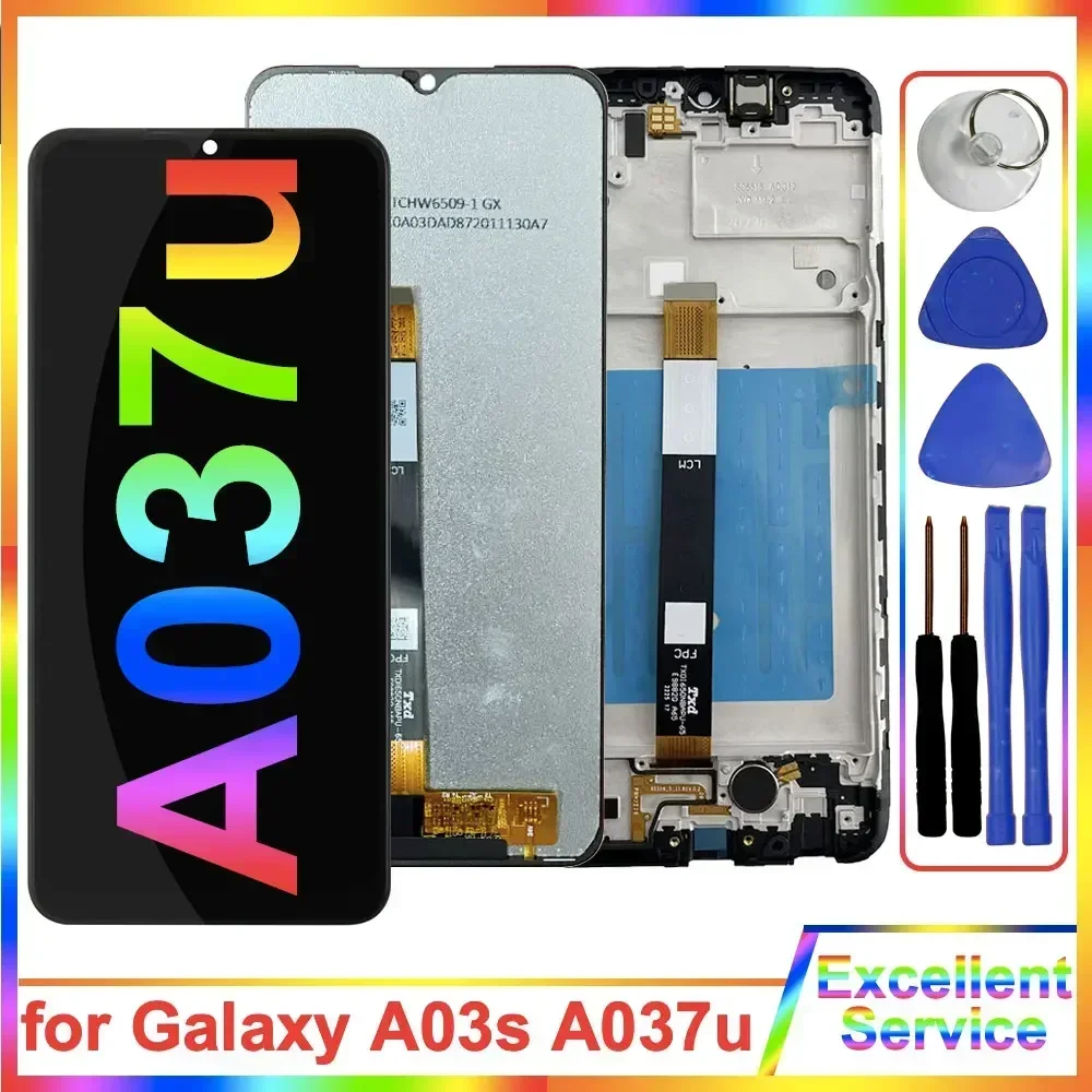 Pantalla LCD probada para Samsung A03S, repuesto de montaje de pantalla táctil con Marco, A03S, A037U