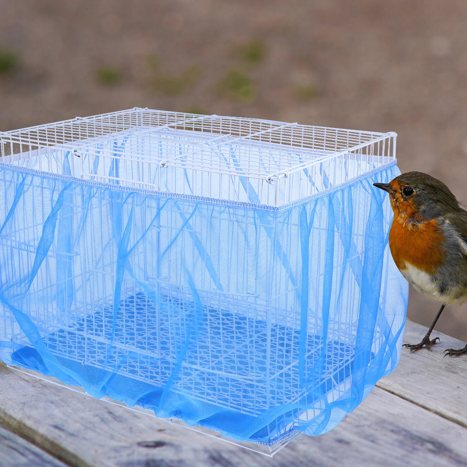 

4pcs Birdcage Cover Dust Net High-Density Mesh Universal Fit For Parrot Macaw Cage Easy Install Seed Catcher Protector