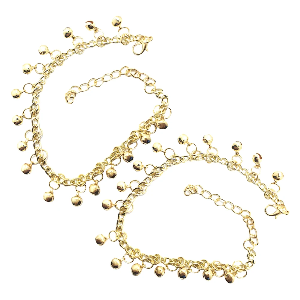 

2Pcs Bell Anklets Women Adjustable Summer Beach Foot Jewelry Anklet Bracelets Charming Bell Sound Anklet with Bells