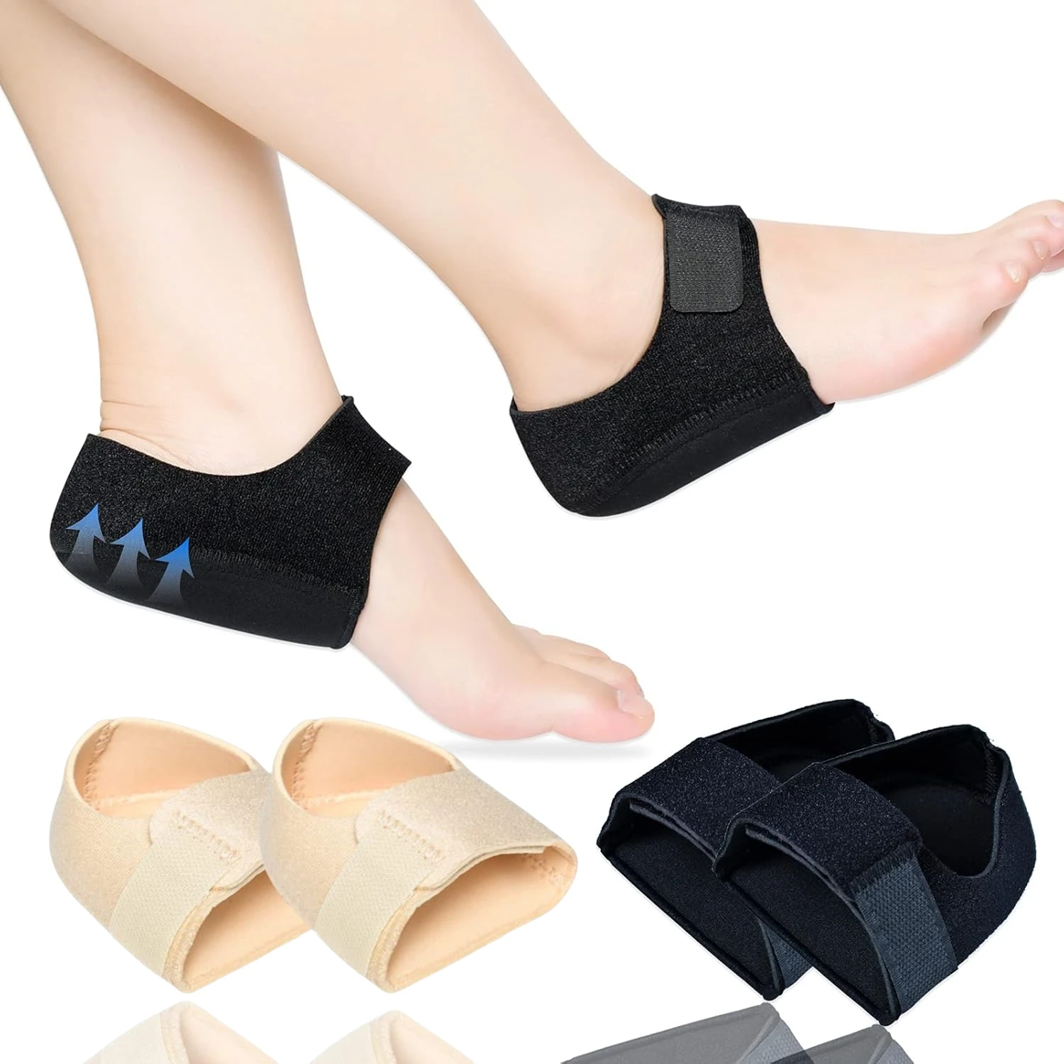 Gel Heel Brace Gel Heel Support Sleeve, Soft Heel Cushion Inserts for Strained Heels, Tight Achilles and Dry Cracked Heel Skin