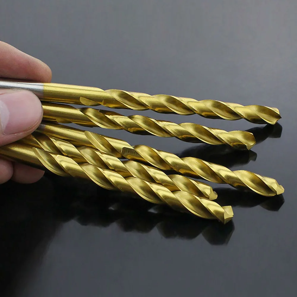 2pcs Straight Shank Twist Drill Bits 1/1.2/1.5/2/2.2/2.5/3/3.3mm High Speed Steel Titanium Coated For Metal Power Drilling Tools
