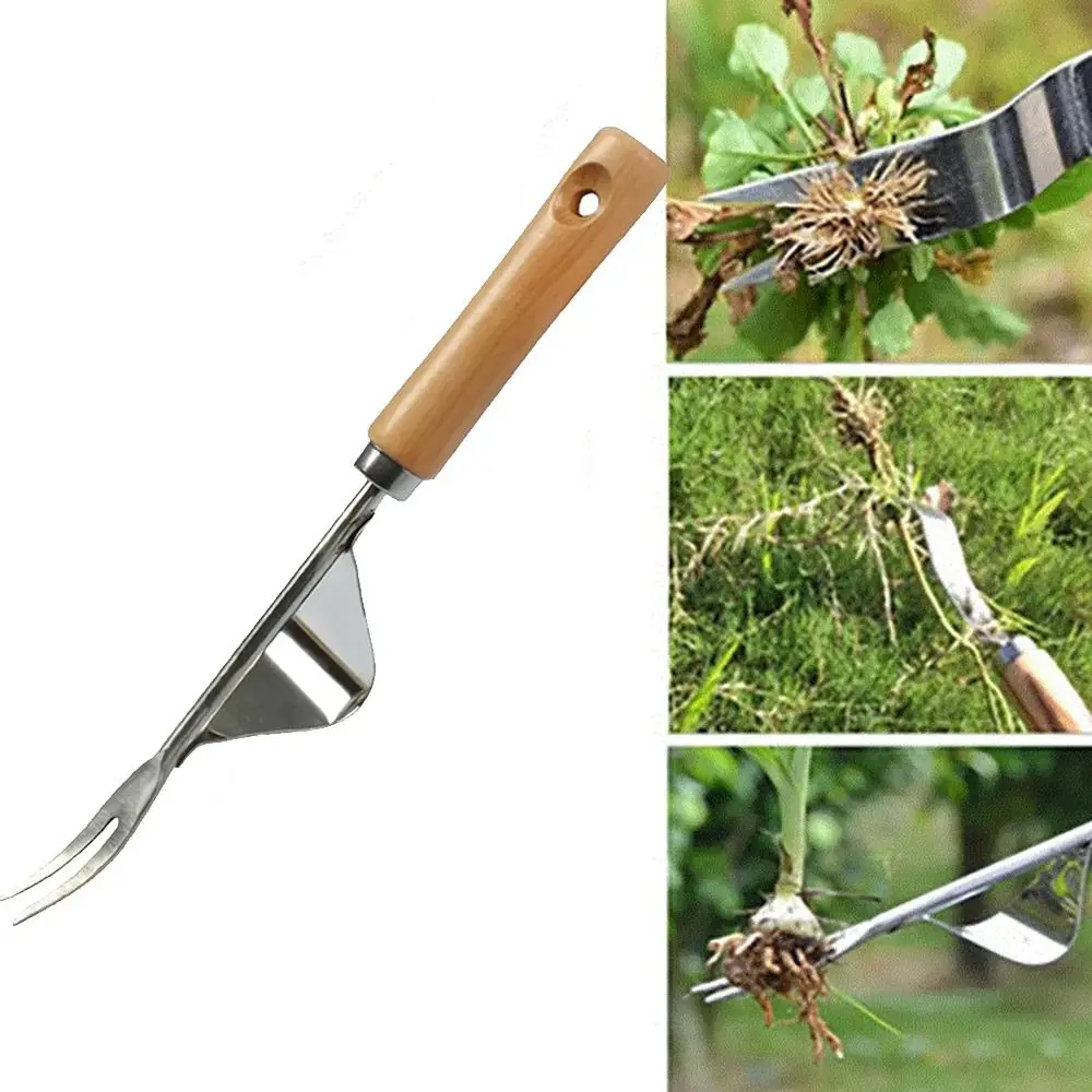 Portable Farmland Garden Hand Weeder Tool Garden Tools Wood Handle Manual Weeder Digging Handheld Weed Dandelion Remover