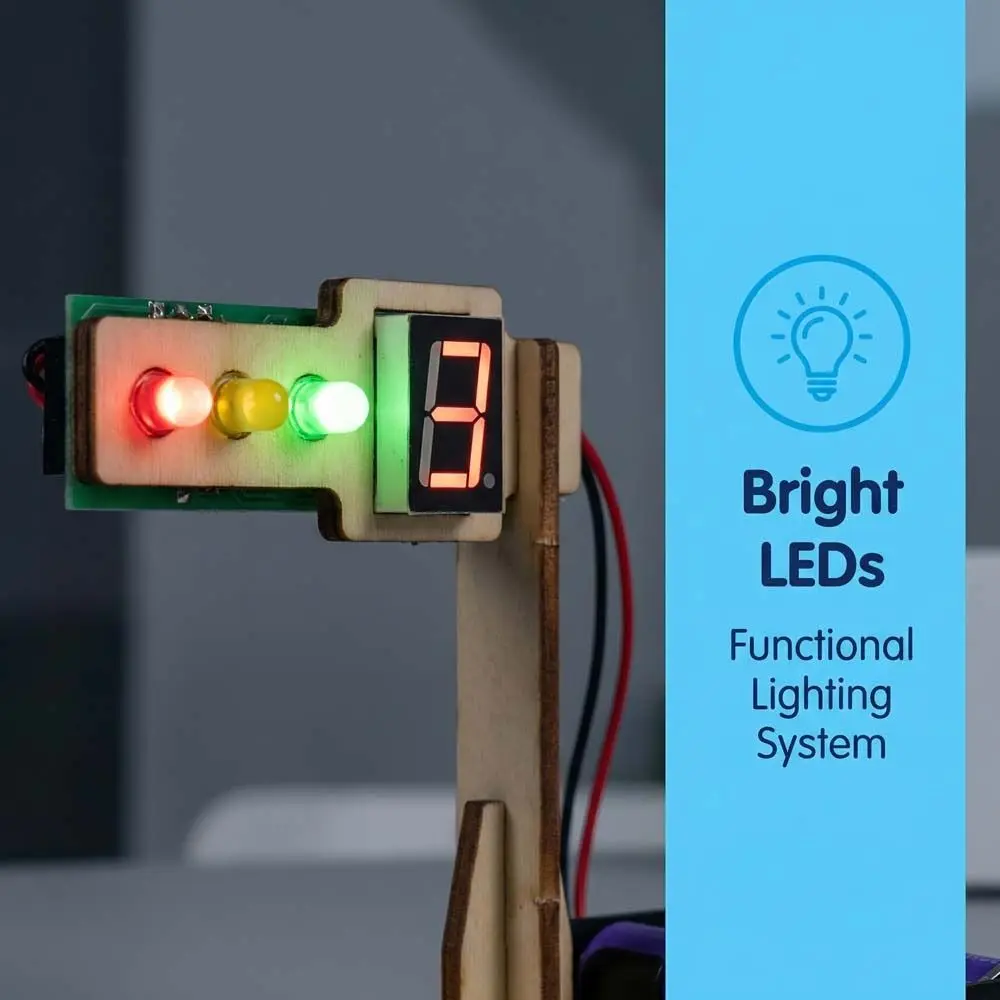 Wooden Traffic Signal Model Material Bag Handmade Craft LED Light Traffic Light Model Intelligence Design Countdown Function